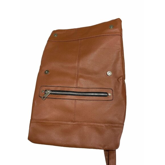 Underonesky Leather Brown Travel Backpack Zipper Pockets Adjustable Straps - Picture 2 of 5